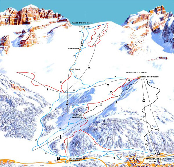 Mappa piste sci Madonna di Campiglio Grostè-Spinale